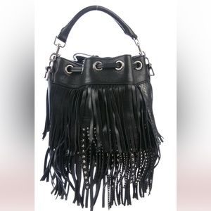 Saint Laurent Emmanuel Star Fringe Bucket Bag convertible adjustable straps